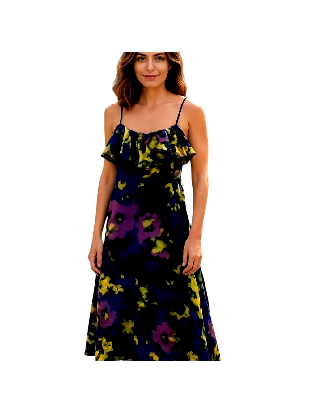 MM Couture XS Black Women's Sleeveless Ruffle Maxi BOHO Sun Dress Miss Size 0 2